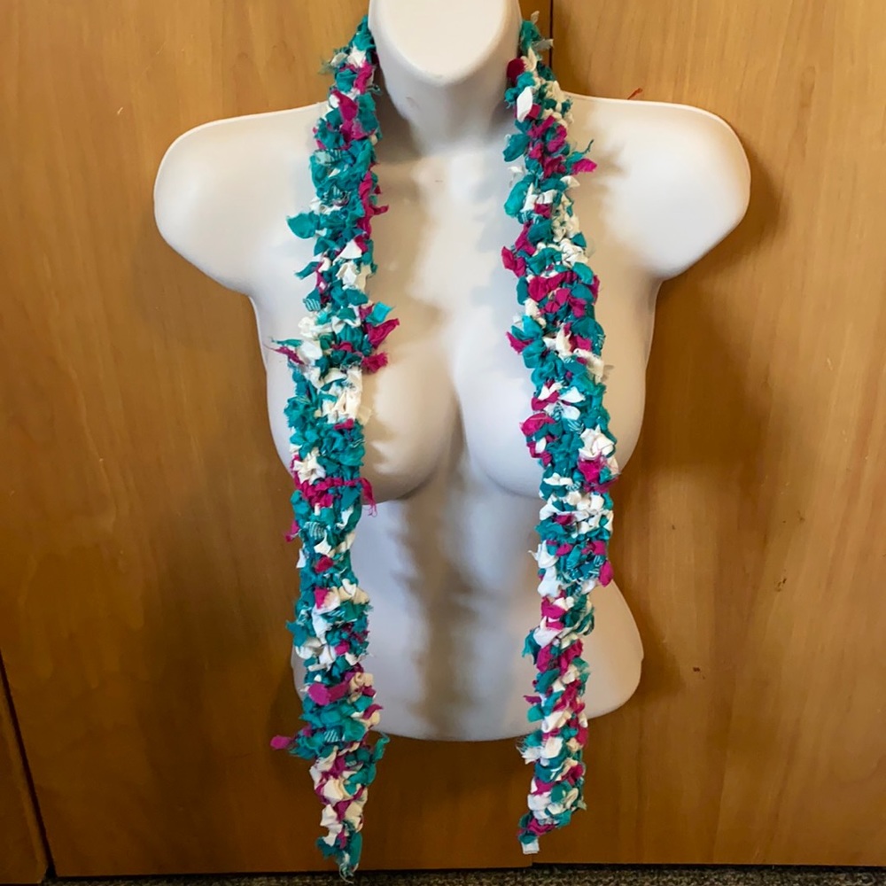 Hand knit 100% silk skinny scarf